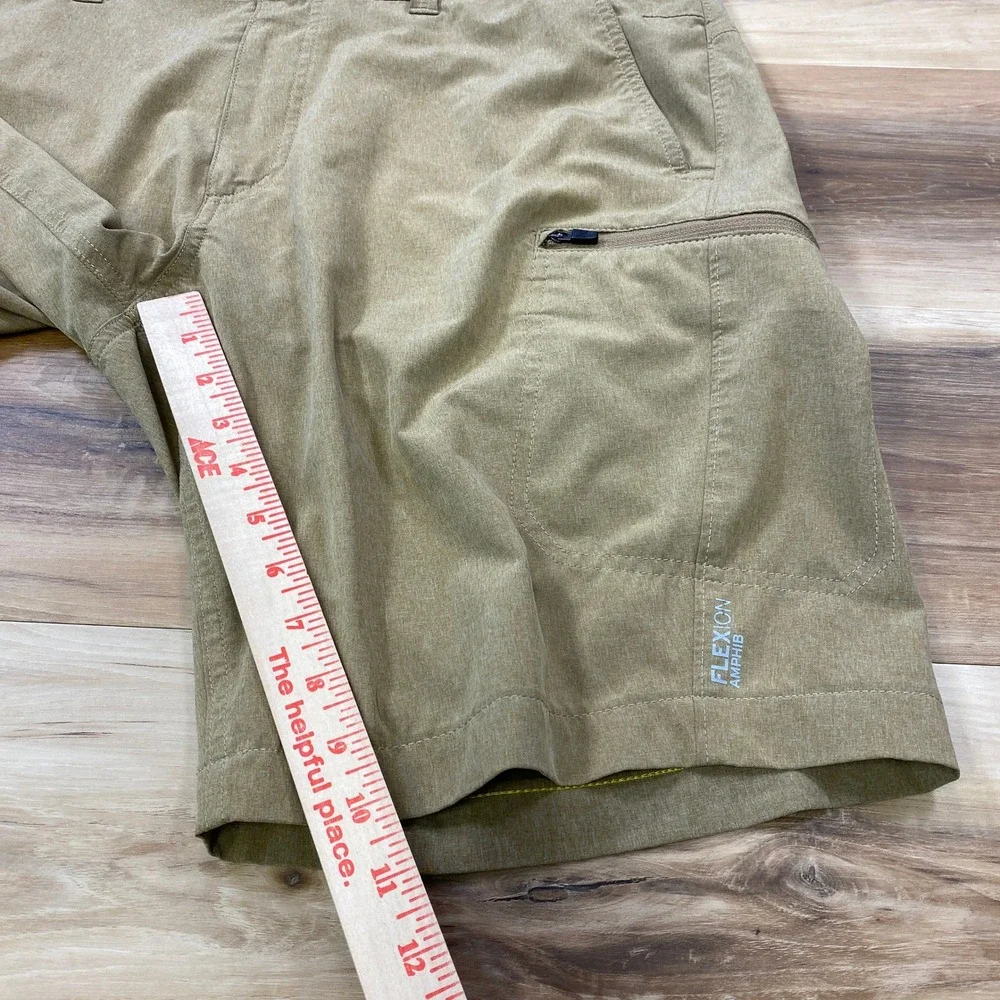 Eddie Bauer Flexion Amphib Shorts Mens 38 Gorpcore Polyester Stretch Tan Brown